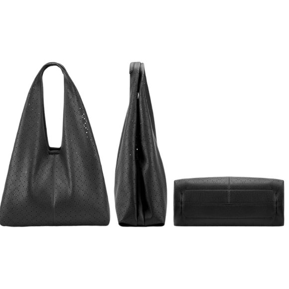 Montana West Black 2pc. Soft Vegan Leather Slouchy Hobo Shoulder Bag W/ Pouch - Picture 2 of 6